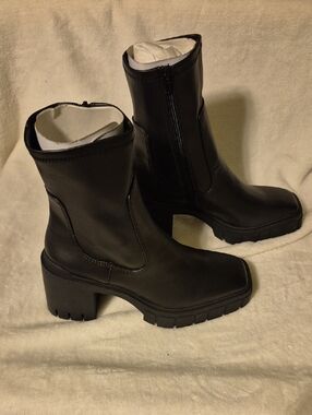 Aldo Black Lug Sole Block Heel Ankle Boots